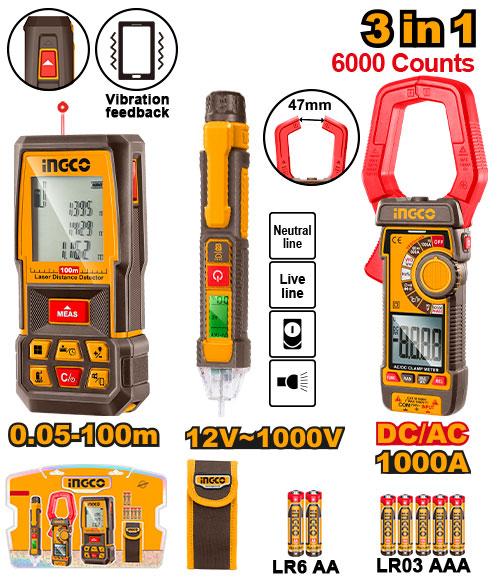 HLDD241202 - INGCO PACK TELEMETRE LASER + MULTIMETRE + DETECTEUR TENSION AU MAROC [HLDD241202] — outil de mesure INGCO — Maroc —