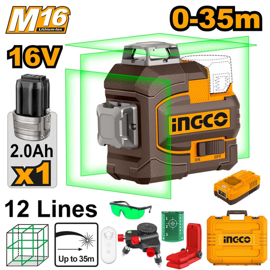 HLL301201 - INGCO NIVEAU LASER AUTO NIVELLEMENT 3D LIGNE VERT 16V AU MAROC [HLL301201] — outil de mesure INGCO — Maroc —