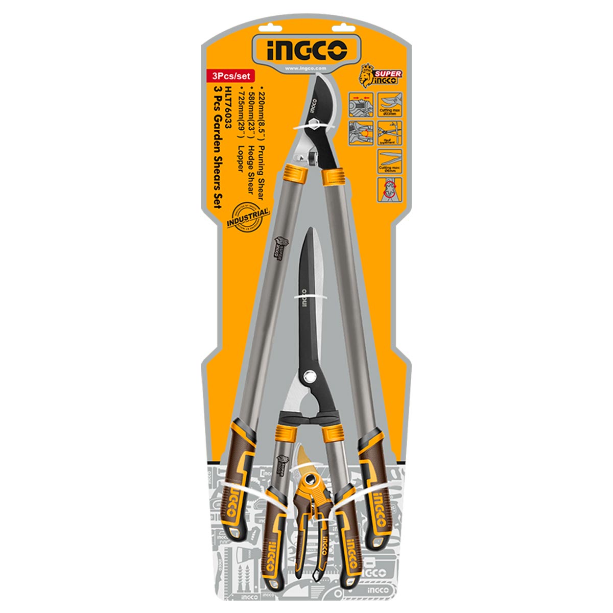 HLT76033 - INGCO JEU 3PCS JARDINAGE SECATEUR/CISAILLE/COUPEBRANCHES AU MAROC [HLT76033] — outil INGCO — Maroc — — vue 5