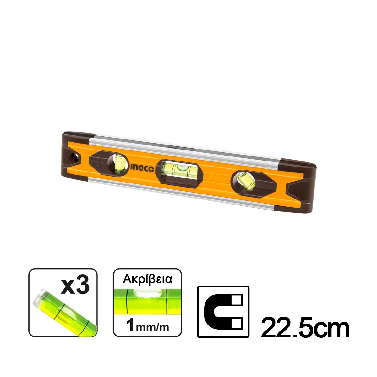 HMSL01030 - INGCO MINI NIVEAU A BULLE AVEC 3 FIOLES 225MM AU MAROC [HMSL01030] — outil de mesure INGCO — Maroc — — vue principale