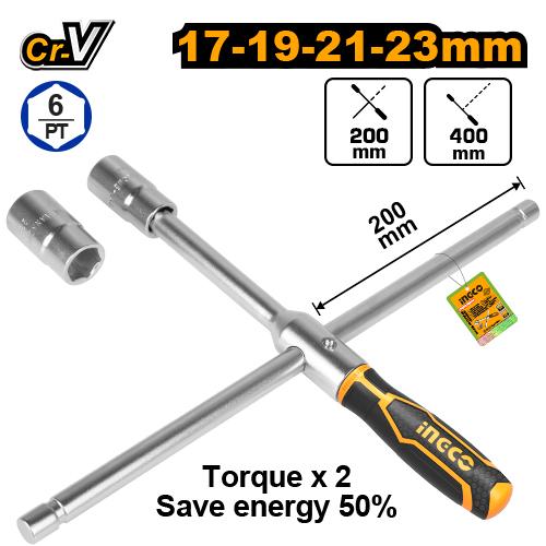 HRCW40231 - INGCO CLE A BEQUILLE 400MM 4 DOUILLES:17MM 19MM 21M AU MAROC [HRCW40231] — clé douille INGCO — Maroc —