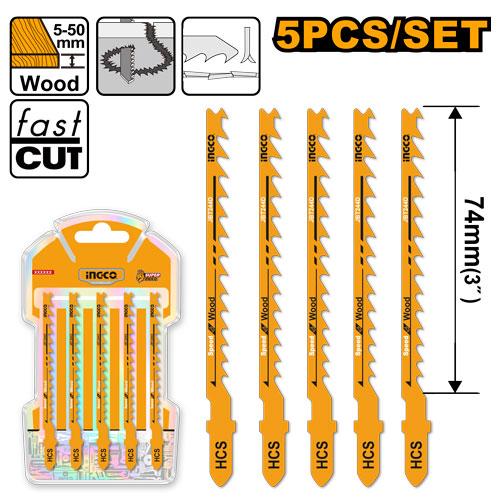 JBT244D - INGCO LAMES SCIE SAUTEUSE 5 PCS POUR BOIS (DENTS74MM) AU MAROC [JBT244D] — scie INGCO — Maroc —