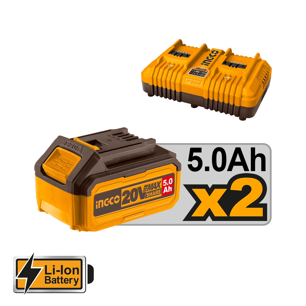 LMLI20186 - INGCO TONDEUSE 40V 2BATTERIES 5AH 460MM 60L AU MAROC [LMLI20186] — batterie INGCO — Maroc — — vue 2