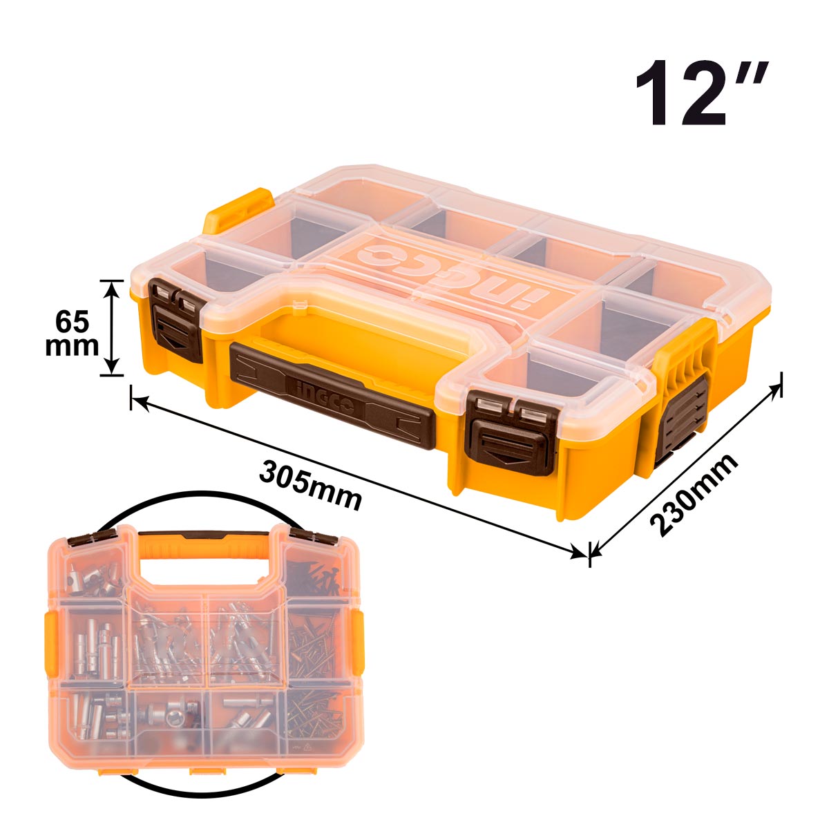 PBX1211 - INGCO BOITE DE RANGEMENT PLASTIQUE 12" NR AU MAROC [PBX1211] — outil INGCO — Maroc — — vue 3