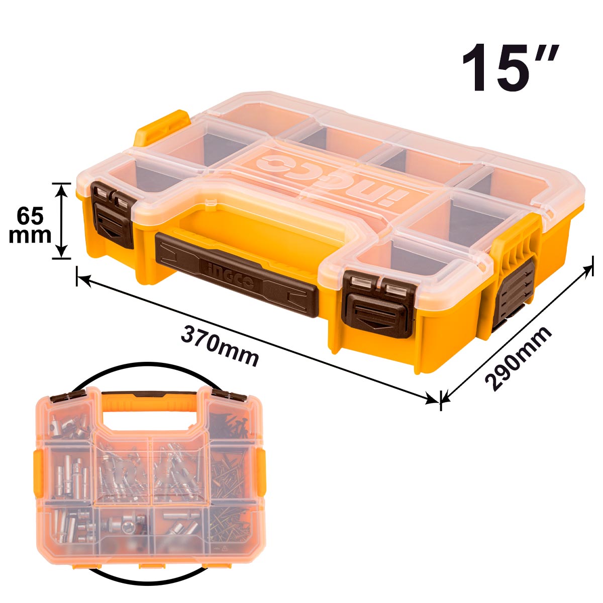 PBX1511 - INGCO BOITE DE RANGEMENT PLASTIQUE 15" NR AU MAROC [PBX1511] — outil INGCO — Maroc — — vue 3