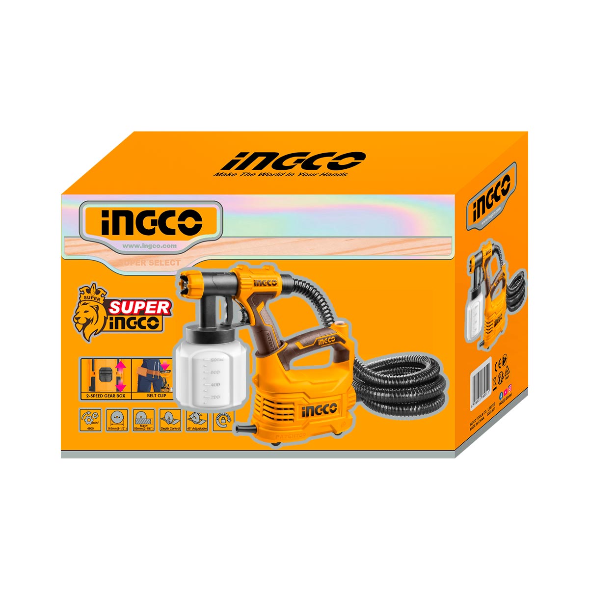 SPG5008 - INGCO PISTOLET A PEINTURE 550W BAC EN PLASTIQUE AU MAROC [SPG5008] — outil INGCO — Maroc — — vue 3