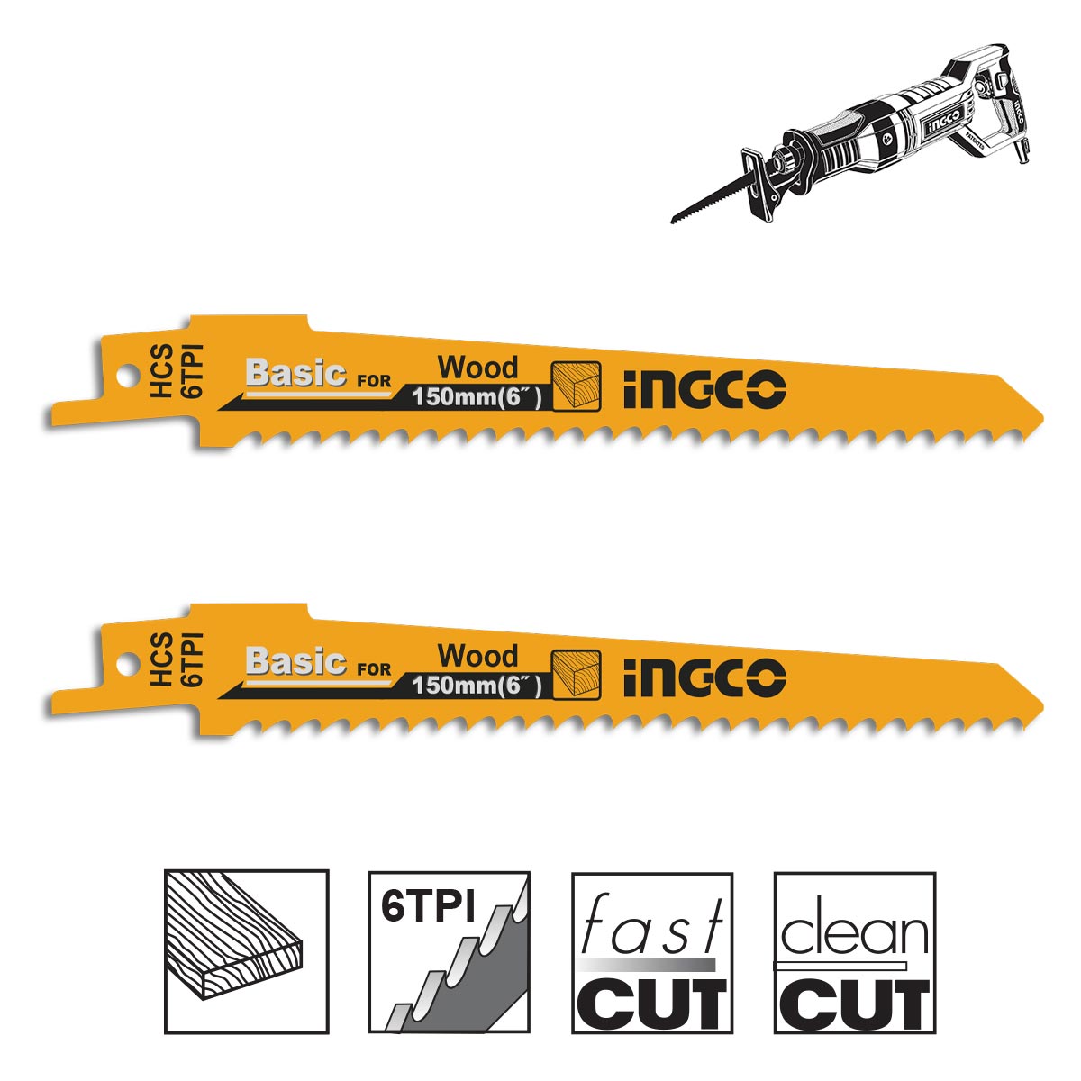 SSB644D - INGCO LAMES SCIE SABRE POUR BOIS 2PCS AU MAROC [SSB644D] — scie INGCO — Maroc — — vue principale