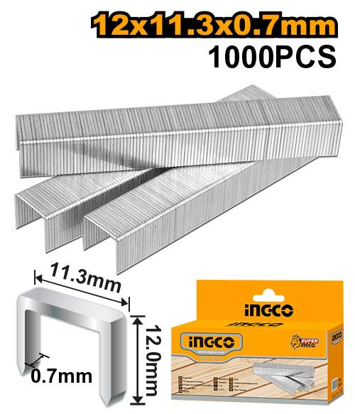 STS0112 - INGCO BOITE 1000 PCS ARGAFES INGCO 12 MM 0.7MM HSG14018 AU MAROC [STS0112] — outil INGCO — Maroc —