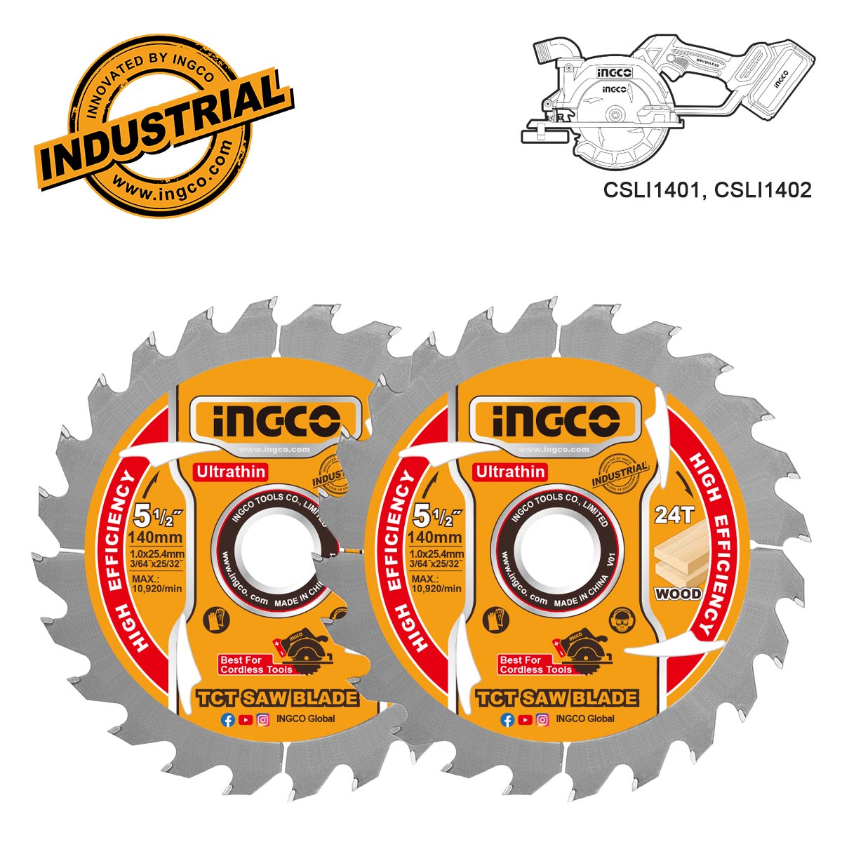 TSB1403 - INGCO 2 DISQUE POUR SCIE CIRCULAIRE A BATTERIE CSLI14021 AU MAROC [TSB1403] — scie INGCO — Maroc — — vue principale