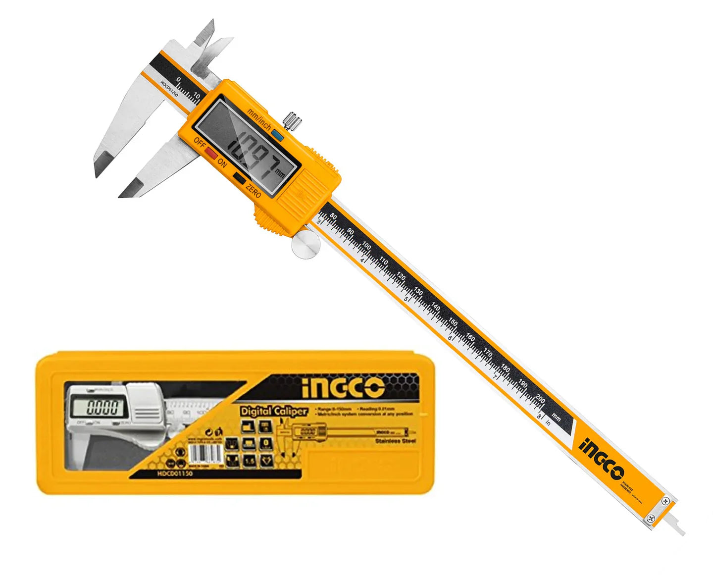 HDCD01200 - INGCO PIED A COULISSE DIGITAL 0-200MM AU MAROC [HDCD01200] — outil INGCO — Maroc —