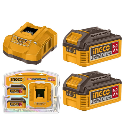 INGCO PACK DE 2 BATTERIES 5AH +CHARGEUR AU MAROC [FBCPK2513]