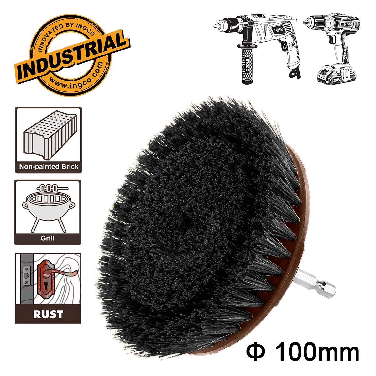 WCBH1401 - INGCO BROSSE DE NETTOYAGE 4" POUR VISSEUSE À POILS DURS AU MAROC [WCBH1401] — perceuse visseuse INGCO — Maroc — — vue principale