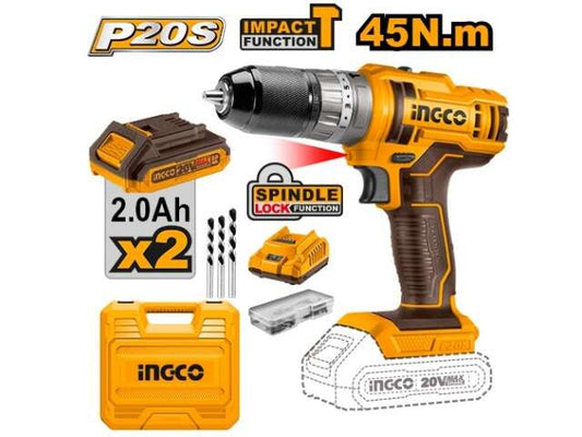 CIDLI201452 - INGCO MALETTE PERCEUSE VISSEUSE 20V 2BAT MANDRIN METAL AU MAROC [CIDLI201452] — perceuse visseuse INGCO — Maroc —
