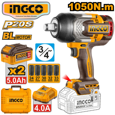 INGCO BOULONNEUSE 20V 1050N.M 2BATT + CHARGEUR AU MAROC [CIWLI20105]