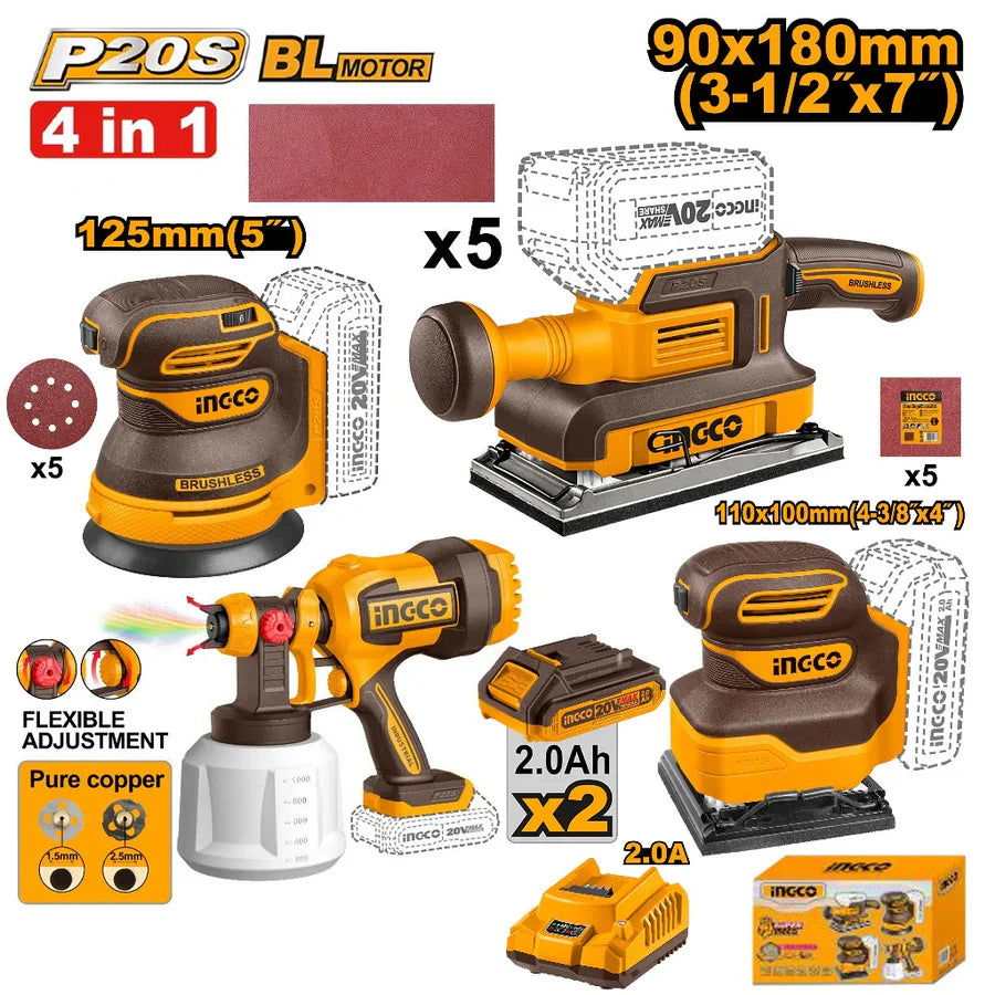 COSLI250383 - INGCO KIT COMBINÉ SANS FIL 4 PIÈCES AU MAROC [COSLI250383] — outil INGCO — Maroc —